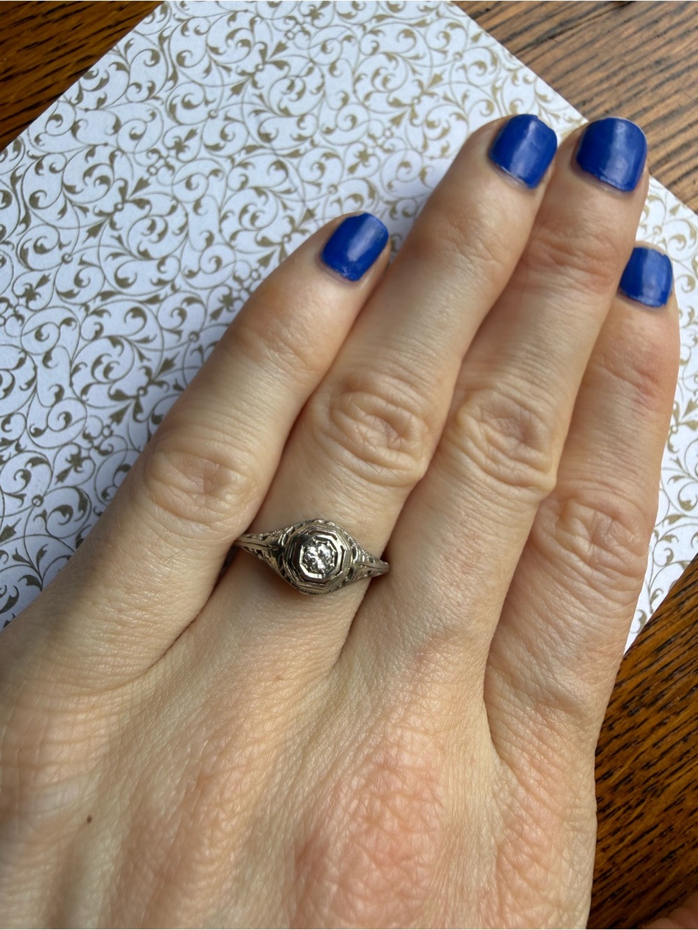 Real 18k White Gold 1920’s Ring